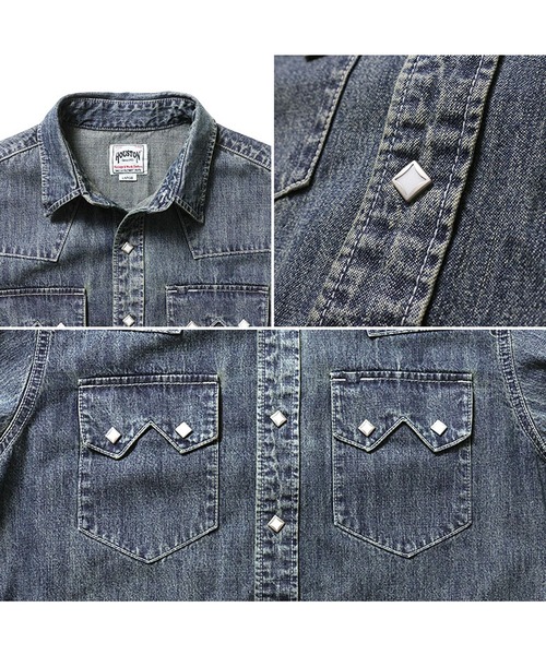 HOUSTON（ヒューストン）の「HOUSTON スラブデニムウエスタンシャツ（シャツ/ブラウス・メンズ・ブルー系その他/ブルー系その他3/ブルー系その他2・X-LARGE/MEDIUM/XX-LARGE）」の5枚目の写真