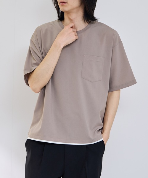 URBAN COLLECTION（アーバンコレクション）の「URVAN COLECTION エアリネンカラミ織りリラックスフィットTシャツ（Tシャツ/カットソー・メンズ・ブラック/グレー/ベージュ・XL/L/M/S）」の3枚目の写真