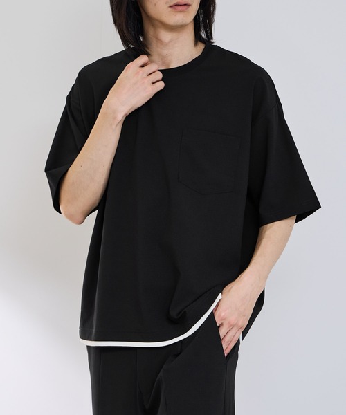 URBAN COLLECTION（アーバンコレクション）の「URVAN COLECTION エアリネンカラミ織りリラックスフィットTシャツ（Tシャツ/カットソー・メンズ・ブラック/グレー/ベージュ・XL/L/M/S）」の2枚目の写真
