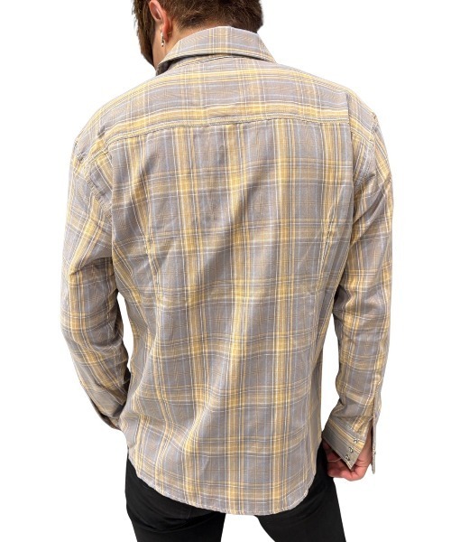 COOK JEANS（クックジーンズ）の「カジュアル総柄チェックシャツ（シャツ/ブラウス・メンズ・サックスブルー/アッシュブラウン・LARGE/X-LARGE/MEDIUM）」の5枚目の写真