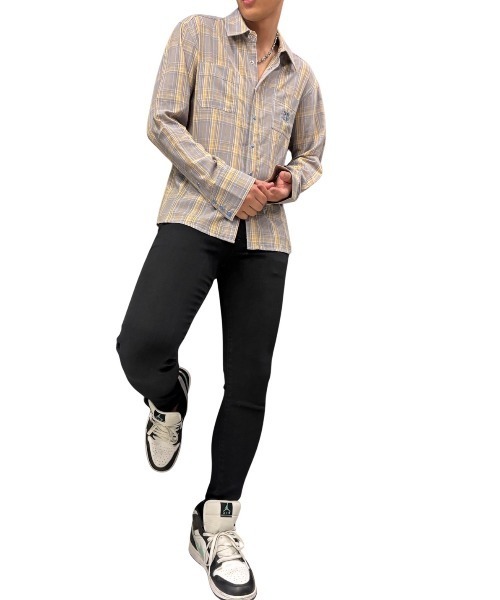 COOK JEANS（クックジーンズ）の「カジュアル総柄チェックシャツ（シャツ/ブラウス・メンズ・サックスブルー/アッシュブラウン・LARGE/X-LARGE/MEDIUM）」の10枚目の写真