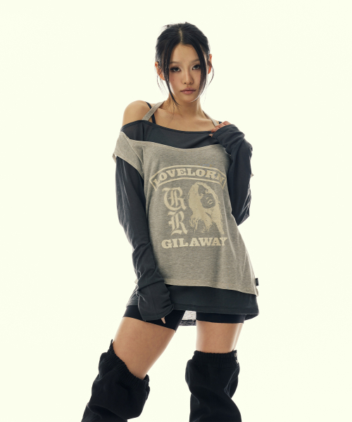 GILAARCHIVE(ギラアーカイブ)の「LAYERED GRAPHIC SHEER LONG SLEEVE_BLACK(Tシャツ/カットソー・レディース・その他・FREE)」の1枚目の写真