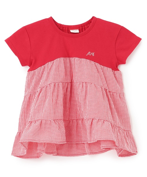 petit main(プティマイン)の「【リンク】ドッキングティアードTシャツ(Tシャツ/カットソー・キッズ・ネイビー/ラベンダー/レッド/ブラック/アイボリー・130cm/80cm/110cm/100cm/90cm/120cm)」の1枚目の写真