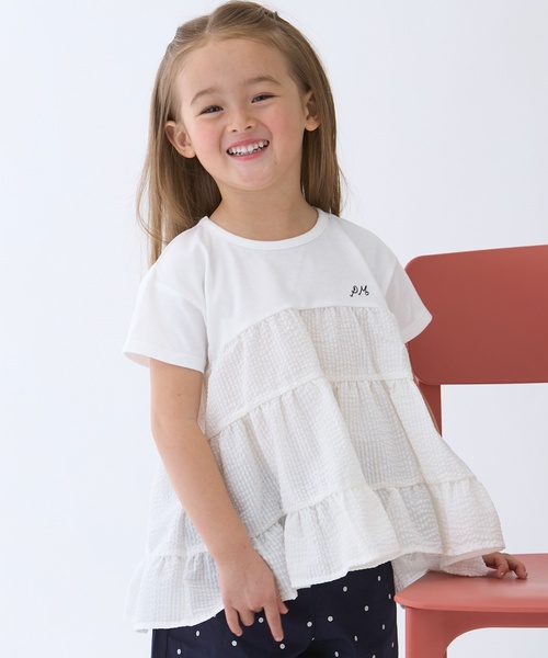 petit main(プティマイン)の「【リンク】ドッキングティアードTシャツ(Tシャツ/カットソー・キッズ・ネイビー/ラベンダー/レッド/ブラック/アイボリー・130cm/80cm/110cm/100cm/90cm/120cm)」の2枚目の写真