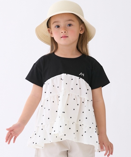 petit main(プティマイン)の「【リンク】ドッキングティアードTシャツ(Tシャツ/カットソー・キッズ・ネイビー/ラベンダー/レッド/ブラック/アイボリー・130cm/80cm/110cm/100cm/90cm/120cm)」の3枚目の写真