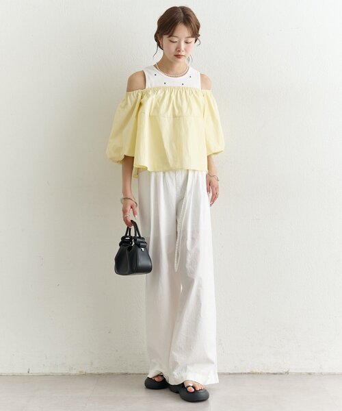 mystic(ミスティック)の「オフショル袖バルーンブラウス(シャツ/ブラウス・レディース・イエロー/ブラック/オフホワイト・FREE)」の7枚目の写真