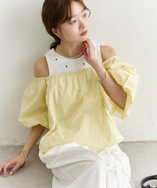 mystic(ミスティック)の「オフショル袖バルーンブラウス(シャツ/ブラウス・レディース・イエロー/ブラック/オフホワイト・FREE)」の17枚目の写真