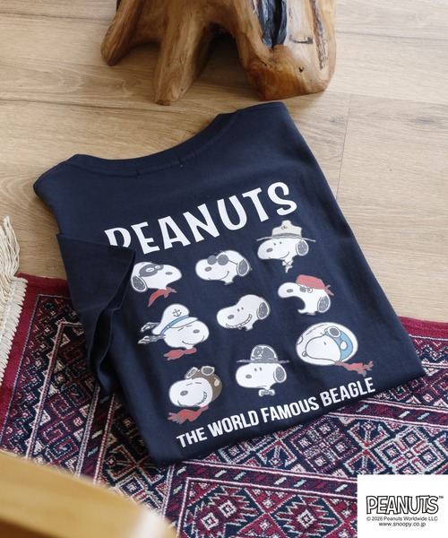 PEANUTS(ピーナッツ)の「PEANUTSプリント/刺繍Tシャツ 半袖(Tシャツ/カットソー・レディース・オフホワイト/ピンクベージュ/ホワイト系/ブルーグレー/ネイビー/チャコール・LL/M/L)」の5枚目の写真