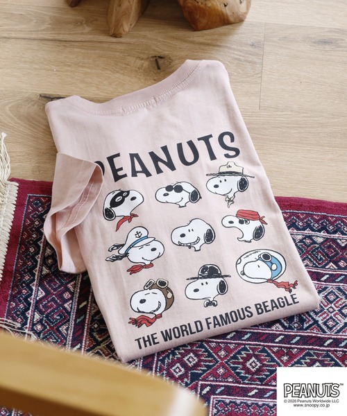 PEANUTS(ピーナッツ)の「PEANUTSプリント/刺繍Tシャツ 半袖(Tシャツ/カットソー・レディース・オフホワイト/ピンクベージュ/ホワイト系/ブルーグレー/ネイビー/チャコール・LL/M/L)」の6枚目の写真