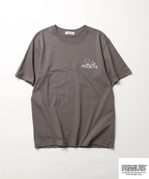 PEANUTS(ピーナッツ)の「PEANUTSプリント/刺繍Tシャツ 半袖(Tシャツ/カットソー・レディース・オフホワイト/ピンクベージュ/ホワイト系/ブルーグレー/ネイビー/チャコール・LL/M/L)」の15枚目の写真