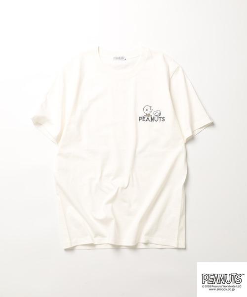 PEANUTS(ピーナッツ)の「PEANUTSプリント/刺繍Tシャツ 半袖(Tシャツ/カットソー・レディース・オフホワイト/ピンクベージュ/ホワイト系/ブルーグレー/ネイビー/チャコール・LL/M/L)」の13枚目の写真