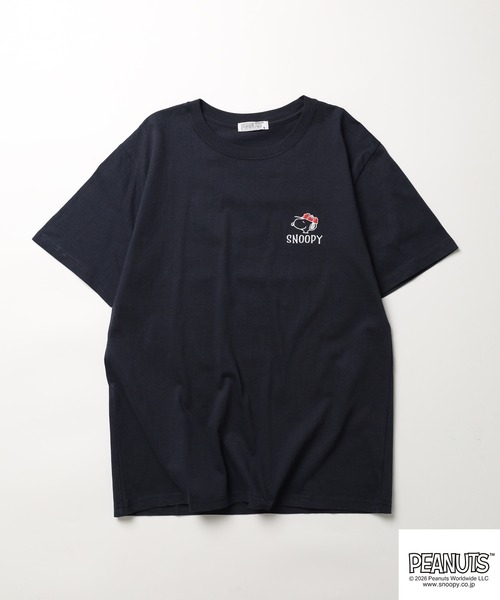 PEANUTS(ピーナッツ)の「PEANUTSプリント/刺繍Tシャツ 半袖(Tシャツ/カットソー・レディース・オフホワイト/ピンクベージュ/ホワイト系/ブルーグレー/ネイビー/チャコール・LL/M/L)」の8枚目の写真