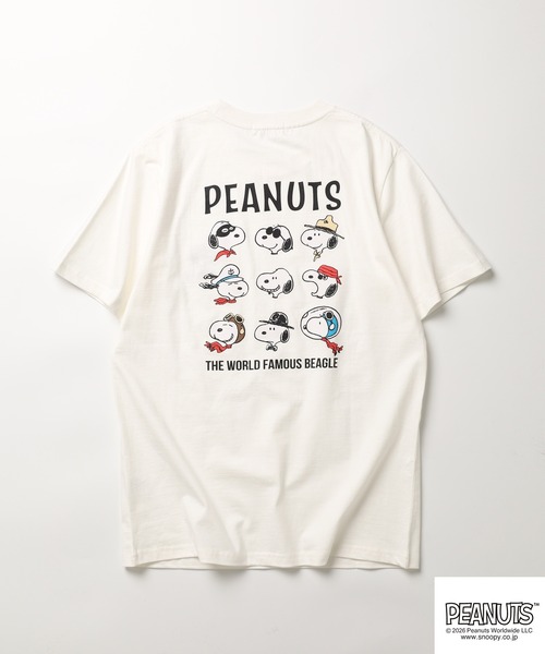 PEANUTS(ピーナッツ)の「PEANUTSプリント/刺繍Tシャツ 半袖(Tシャツ/カットソー・レディース・オフホワイト/ピンクベージュ/ホワイト系/ブルーグレー/ネイビー/チャコール・LL/M/L)」の7枚目の写真