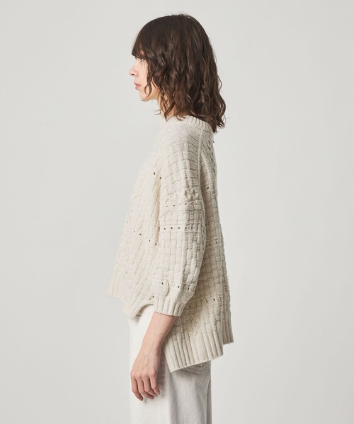 Steven Alan(スティーブンアラン)の「<ONICA × Steven Alan>COTTON JUMPER HALF SLEEVE KINT/ニット(ニット/セーター・レディース・オフホワイト/ブラック/ターコイズブルー系・FREE)」の7枚目の写真