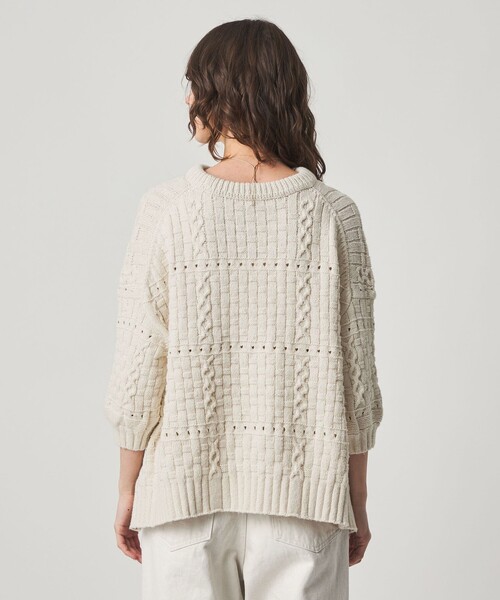Steven Alan(スティーブンアラン)の「<ONICA × Steven Alan>COTTON JUMPER HALF SLEEVE KINT/ニット(ニット/セーター・レディース・オフホワイト/ブラック/ターコイズブルー系・FREE)」の8枚目の写真