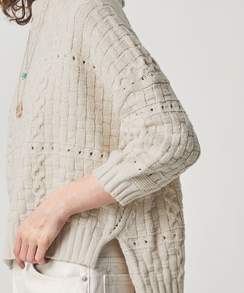 Steven Alan(スティーブンアラン)の「<ONICA × Steven Alan>COTTON JUMPER HALF SLEEVE KINT/ニット(ニット/セーター・レディース・オフホワイト/ブラック/ターコイズブルー系・FREE)」の10枚目の写真