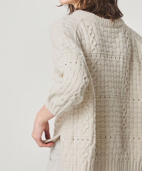 Steven Alan(スティーブンアラン)の「<ONICA × Steven Alan>COTTON JUMPER HALF SLEEVE KINT/ニット(ニット/セーター・レディース・オフホワイト/ブラック/ターコイズブルー系・FREE)」の11枚目の写真