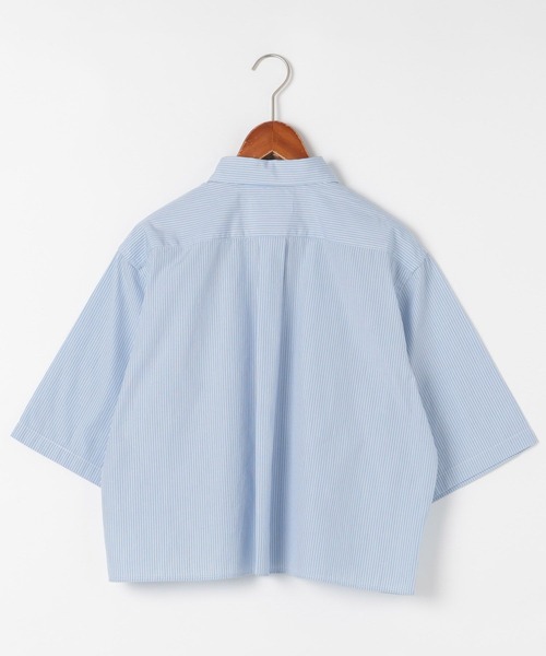 GYMPHLEX（ジムフレックス）の「【GYMPHLEX(ジムフレックス)】ショートボタンダウンシャツ BLUE（シャツ/ブラウス・レディース・ブルー・MEDIUM）」の2枚目の写真