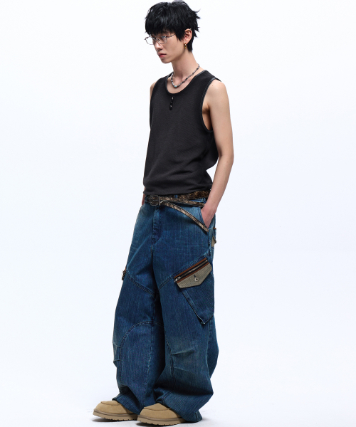 RSSC(アールエスエスシー)の「STRIPE MIXED CARGO DENIM PANTS - DENIM(デニムパンツ・レディース・その他・2/1)」の4枚目の写真