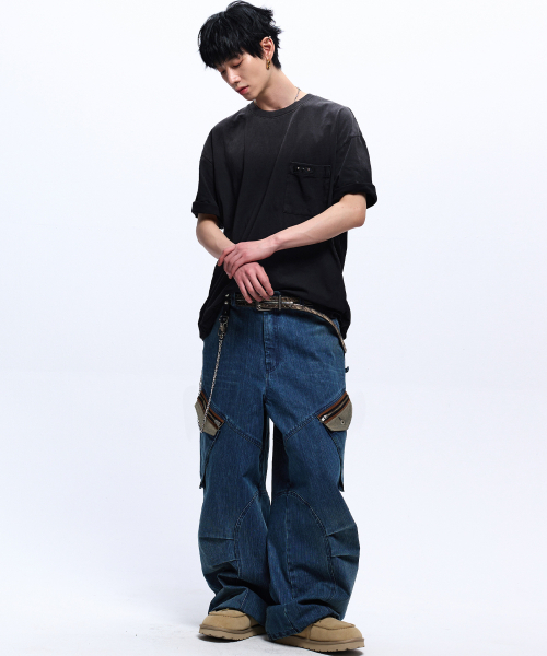 RSSC(アールエスエスシー)の「STRIPE MIXED CARGO DENIM PANTS - DENIM(デニムパンツ・レディース・その他・2/1)」の5枚目の写真