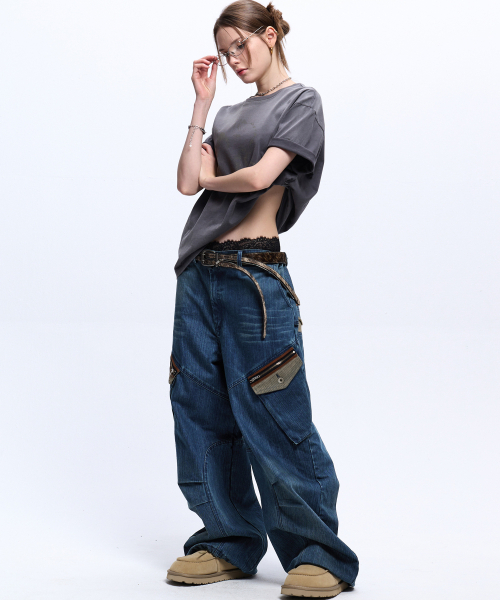 RSSC(アールエスエスシー)の「STRIPE MIXED CARGO DENIM PANTS - DENIM(デニムパンツ・レディース・その他・2/1)」の6枚目の写真