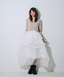 SELFIST（セルフィスト）の「【kariさんコラボ】カーディガン×ニットドッキングチュールワンピースセット　夏服　フェミニン　きれいめ　半袖　セットアップ対応（ワンピース）」