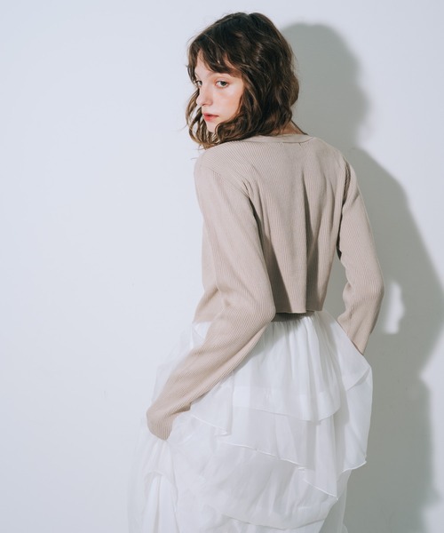 SELFIST（セルフィスト）の「【kariさんコラボ】カーディガン×ニットドッキングチュールワンピースセット　夏服　フェミニン　きれいめ　半袖　セットアップ対応（ワンピース・レディース・サックスブルー/ベージュ/ブラック/グレー・36/38）」の22枚目の写真