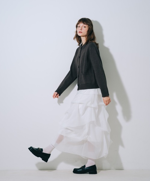 SELFIST（セルフィスト）の「【kariさんコラボ】カーディガン×ニットドッキングチュールワンピースセット　夏服　フェミニン　きれいめ　半袖　セットアップ対応（ワンピース・レディース・サックスブルー/ベージュ/ブラック/グレー・36/38）」の19枚目の写真