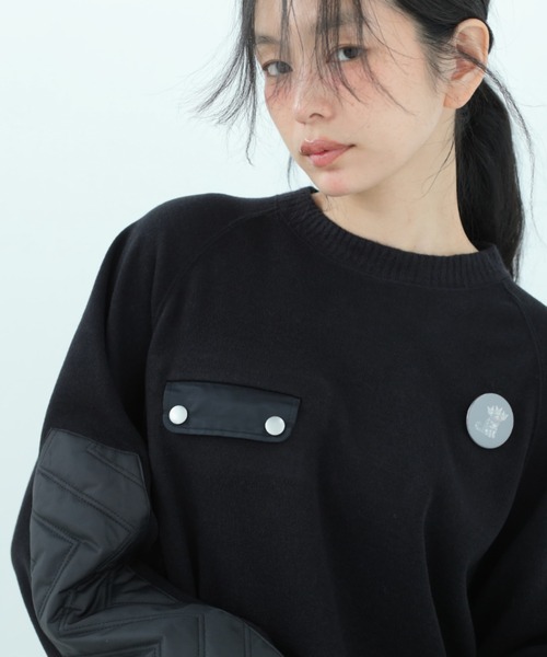 bedsidedrama（ベットサイドドラマ）の「BEDSIDEDRAMA/ベッドサイドドラマ/Quilt Patch Pulover（スウェット・レディース・グレー/ブラック・2/1）」の2枚目の写真