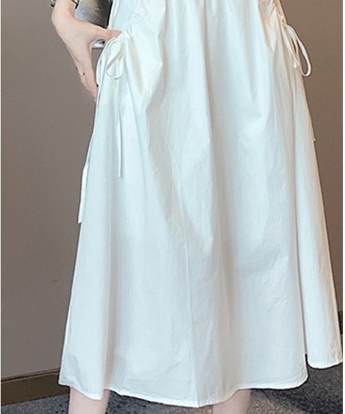 mielu(ミエル)の「リボンギャザースカート(スカート・レディース・ブラック/ホワイト/ベージュ/カーキ・MEDIUM/LARGE)」の8枚目の写真