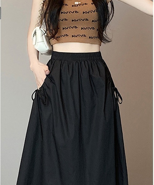 mielu(ミエル)の「リボンギャザースカート(スカート・レディース・ブラック/ホワイト/ベージュ/カーキ・MEDIUM/LARGE)」の12枚目の写真