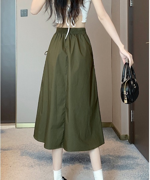mielu(ミエル)の「リボンギャザースカート(スカート・レディース・ブラック/ホワイト/ベージュ/カーキ・MEDIUM/LARGE)」の17枚目の写真