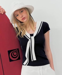 Fano Studios | セーラーカラー タイ 半袖ニットトップス FC26S155【Fano Studios】【2026SS】(Tシャツ/カットソー)