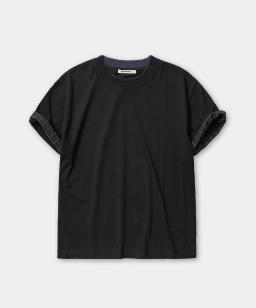 EXCONTAINER(エックスコンテナ)の「チェックレイヤードクロップハーフTシャツ(ブラック)(Tシャツ/カットソー・メンズ・その他・MEDIUM/LARGE/X-LARGE)」の13枚目の写真