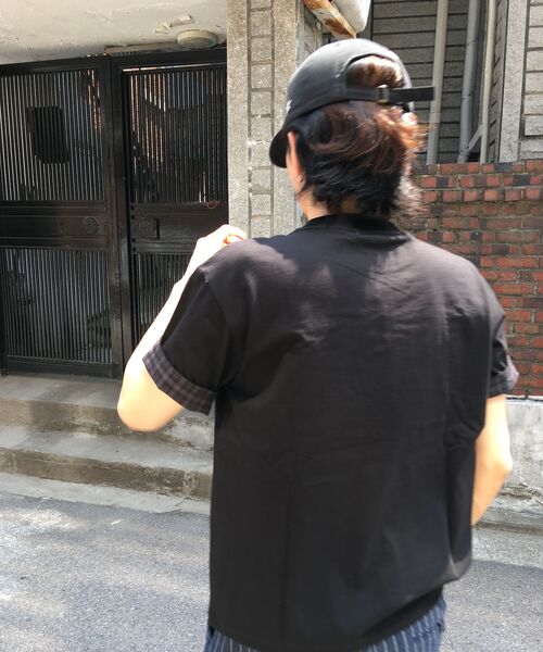 EXCONTAINER(エックスコンテナ)の「チェックレイヤードクロップハーフTシャツ(ブラック)(Tシャツ/カットソー・メンズ・その他・MEDIUM/LARGE/X-LARGE)」の8枚目の写真