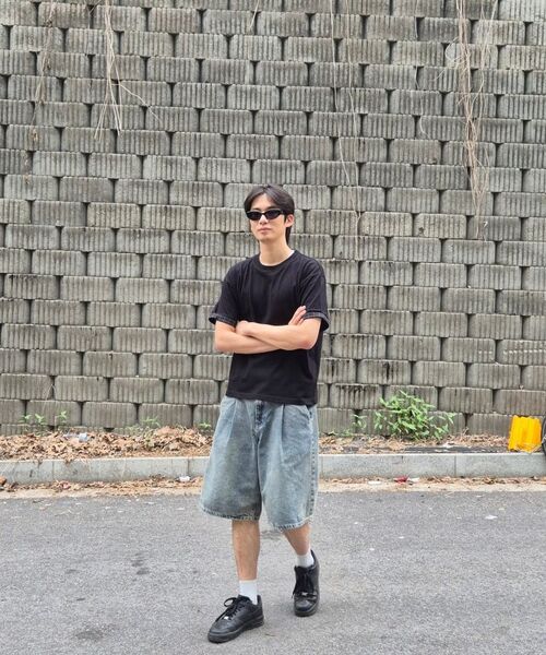 EXCONTAINER(エックスコンテナ)の「チェックレイヤードクロップハーフTシャツ(ブラック)(Tシャツ/カットソー・メンズ・その他・MEDIUM/LARGE/X-LARGE)」の3枚目の写真