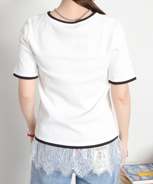 cepo(セポ)の「配色レイヤードライク半袖カーディガン(Tシャツ/カットソー・レディース・ブラック/オフホワイト/ホワイト系その他・M)」の22枚目の写真