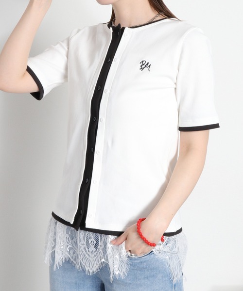 cepo(セポ)の「配色レイヤードライク半袖カーディガン(Tシャツ/カットソー・レディース・ブラック/オフホワイト/ホワイト系その他・M)」の21枚目の写真