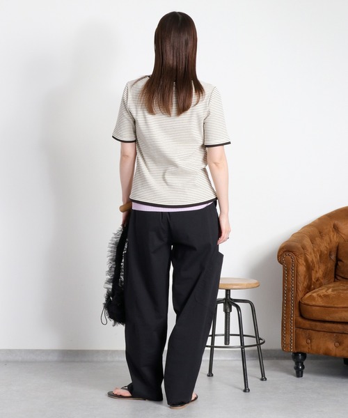 cepo(セポ)の「配色レイヤードライク半袖カーディガン(Tシャツ/カットソー・レディース・ブラック/オフホワイト/ホワイト系その他・M)」の5枚目の写真