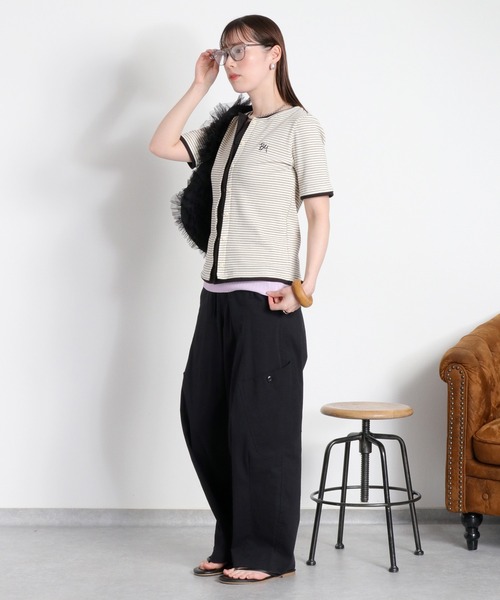 cepo(セポ)の「配色レイヤードライク半袖カーディガン(Tシャツ/カットソー・レディース・ブラック/オフホワイト/ホワイト系その他・M)」の6枚目の写真