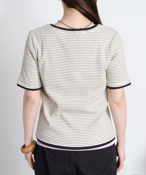 cepo(セポ)の「配色レイヤードライク半袖カーディガン(Tシャツ/カットソー・レディース・ブラック/オフホワイト/ホワイト系その他・M)」の10枚目の写真
