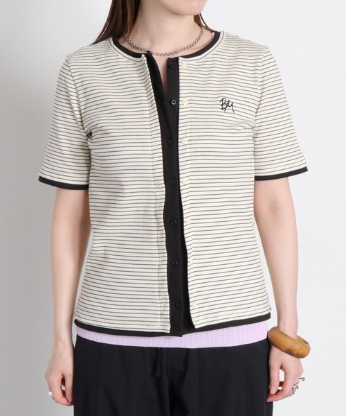 cepo(セポ)の「配色レイヤードライク半袖カーディガン(Tシャツ/カットソー・レディース・ブラック/オフホワイト/ホワイト系その他・M)」の7枚目の写真