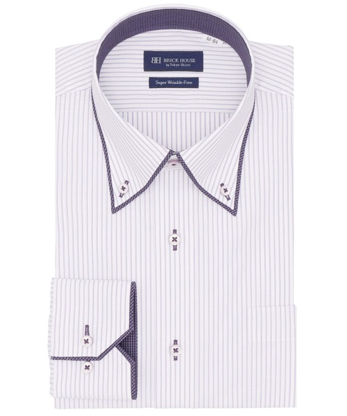 TOKYO SHIRTS(トウキョウシャツ)の「【超形態安定】形態安定ノンアイロン ボタンダウン 長袖ビジネスワイシャツ(ビジネスシャツ・メンズ・パープル・首回り43cm-裄丈82cm/首回り43cm-裄丈86cm/首回り39cm-裄丈80cm/首回り39cm-裄丈84cm/首回り41cm-裄丈82cm/首回り41cm-裄丈86cm/首回り42cm-裄丈82cm/首回り42cm-裄丈86cm/首回り37cm-裄丈84cm/首回り37cm-裄丈80cm)」の1枚目の写真