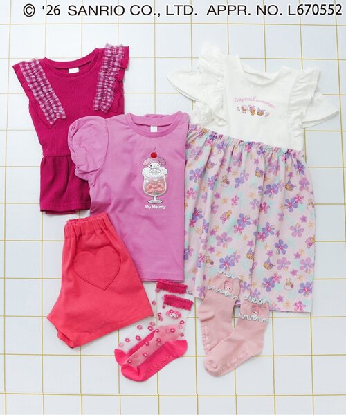 sanrio(サンリオ)の「サンリオキャラクターズバルーンスリーブTシャツ(Tシャツ/カットソー・キッズ・チェック/イエロー/ピンク/サックスブルー/アイボリー/ラベンダー・80/90/100/110/120/130/140)」の11枚目の写真