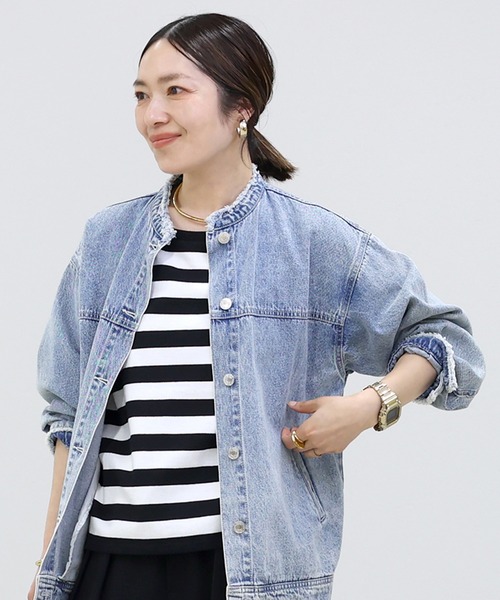 Aletta vita（アレッタビータ）の「綿天竺半袖ボーダーワイドプルオーバー（Tシャツ/カットソー・レディース・ネイビー/ブラック・M）」の13枚目の写真