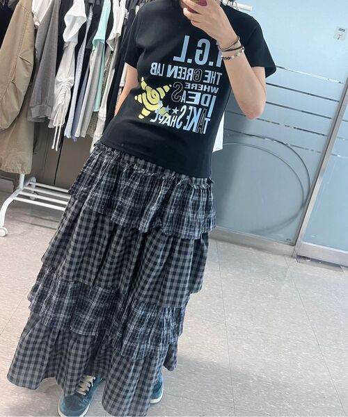 THE GREEN LAB（ザグリーンラボ）の「カンカンチェックティアードロングスカート[チャコールグレーチェック]（スカート・レディース・その他・FREE）」の19枚目の写真