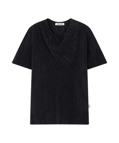 MIDNLOW(ミッドアンドロー)の「Pleats Scarf T-shirts (Black)(Tシャツ/カットソー・レディース・その他・FREE)」の3枚目の写真