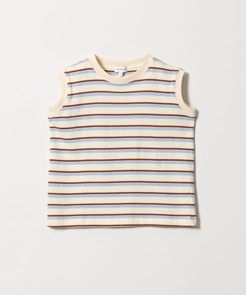 green label relaxing(グリーンレーベルリラクシング)の「【スタメンシリーズ】ボーダー ノースリーブ Tシャツ / キッズ 100cm-160cm(Tシャツ/カットソー・キッズ・ブラウン/ネイビー/ピンク・160cm/150cm/140cm/130cm/120cm/110cm/100cm)」の2枚目の写真