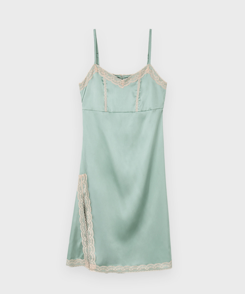 SINOON(シヌーン)の「Satin Lace Ribbon Onepiece (Moss Green)(ワンピース・レディース・ライトグリーン・FREE)」の4枚目の写真
