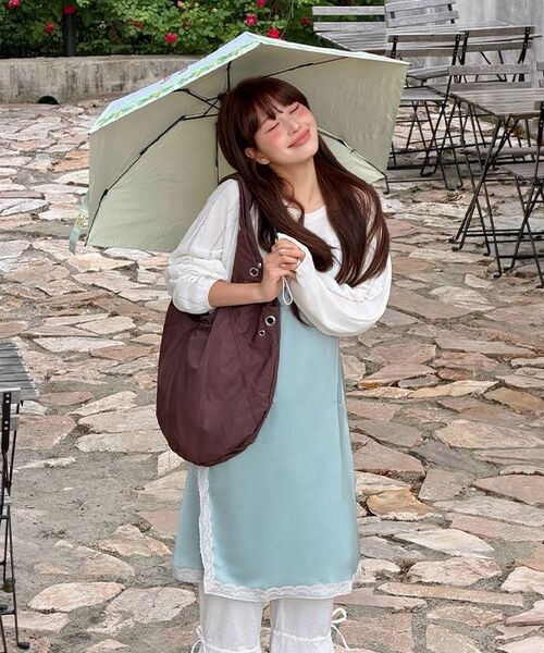 SINOON(シヌーン)の「Satin Lace Ribbon Onepiece (Moss Green)(ワンピース・レディース・ライトグリーン・FREE)」の7枚目の写真